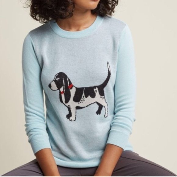 Modcloth Sweaters Modcloth Intarsia Hound Dog Sweater Basset Hound Poshmark